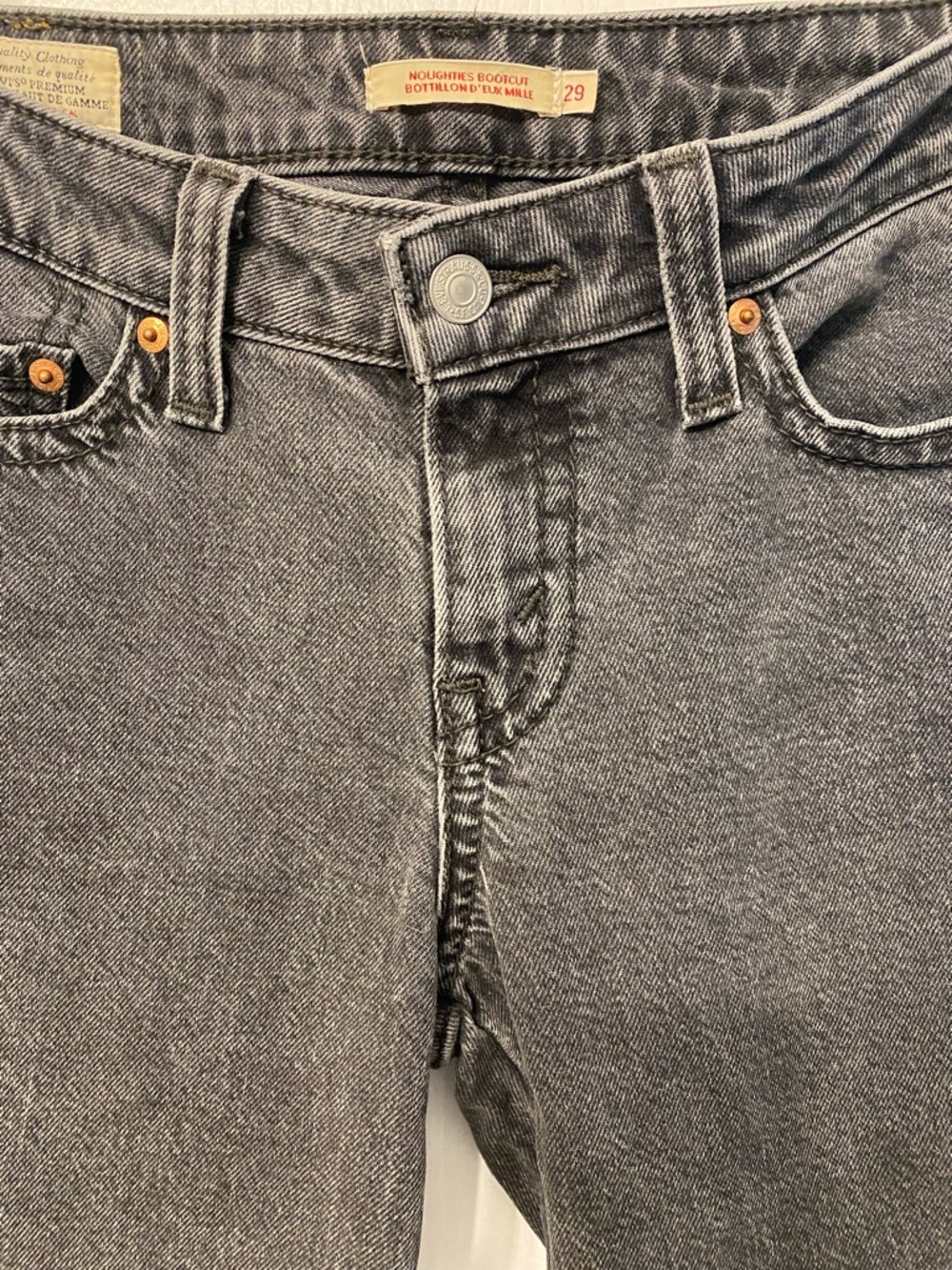 Levi's Noughties Boot Cut Low Rise Y2K Streetwear Black Charcoal Jeans Size 29 - Picture 6 of 16